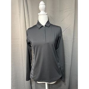 CoolMax Dunning Golf Black Long Sleeve Polo Shirt Womens L Performance NWT